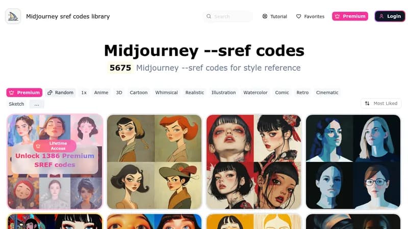 midjourney sref codes library website