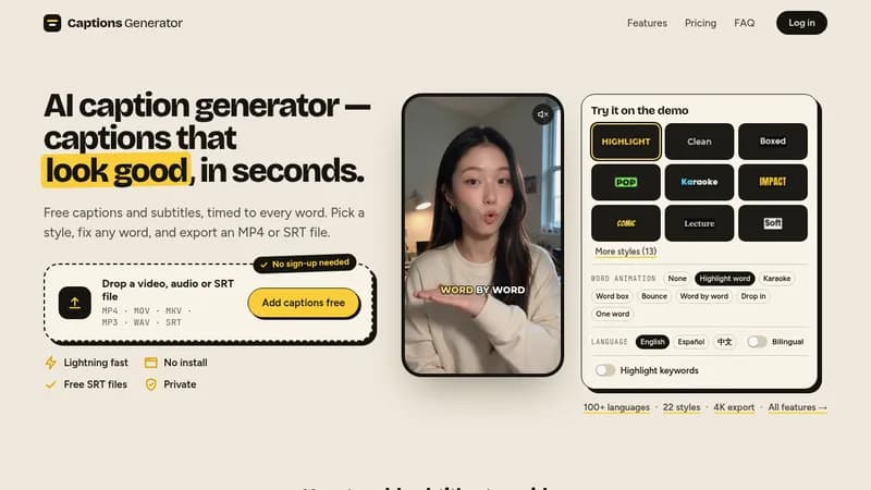 captions generator website