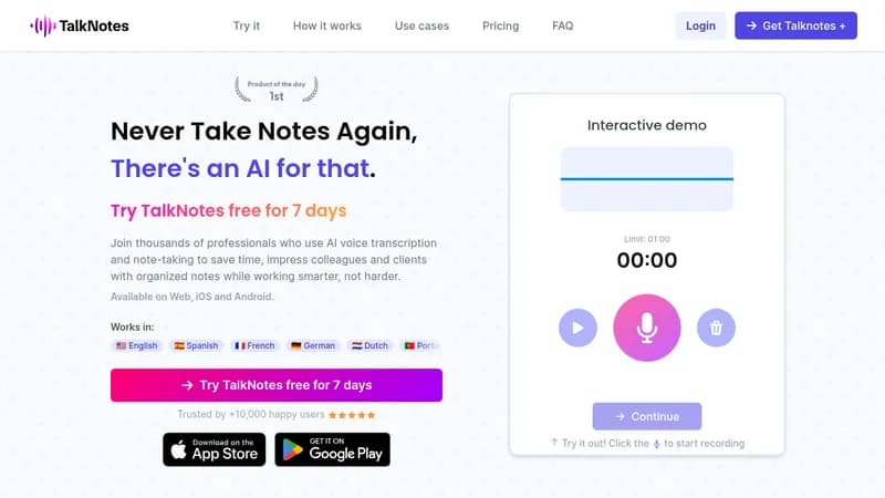 talknotes website