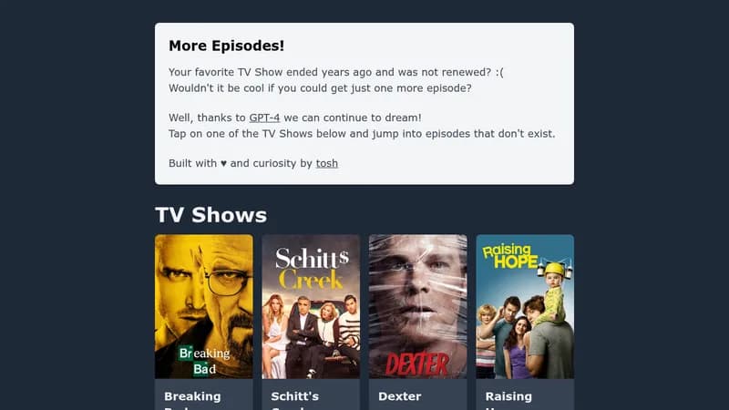 more episodes! website