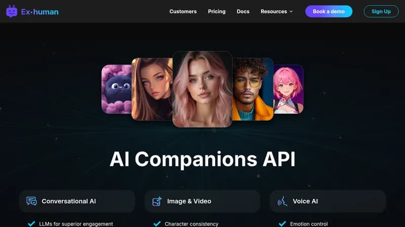 ex-human ai companions api website
