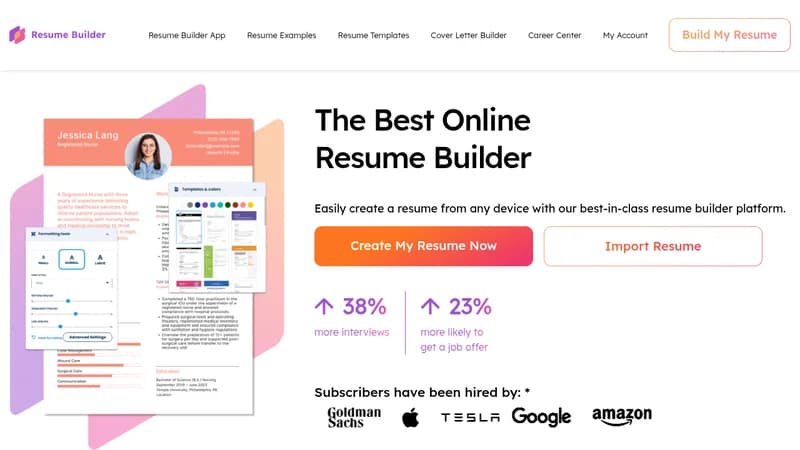 resume builder website