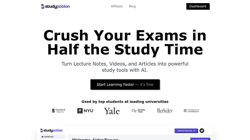 study potion ai website