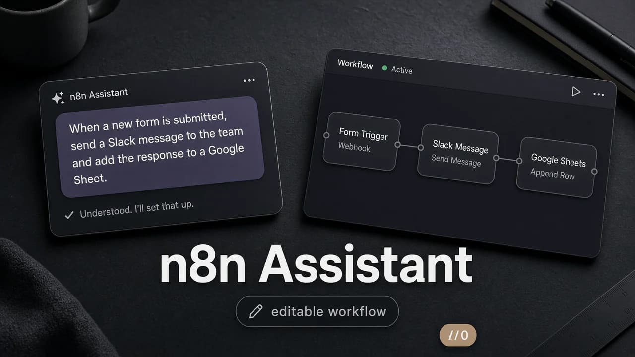 Featured image for n8n Assistant: Describe an Automation, Get a Workflow You Can Still Edit